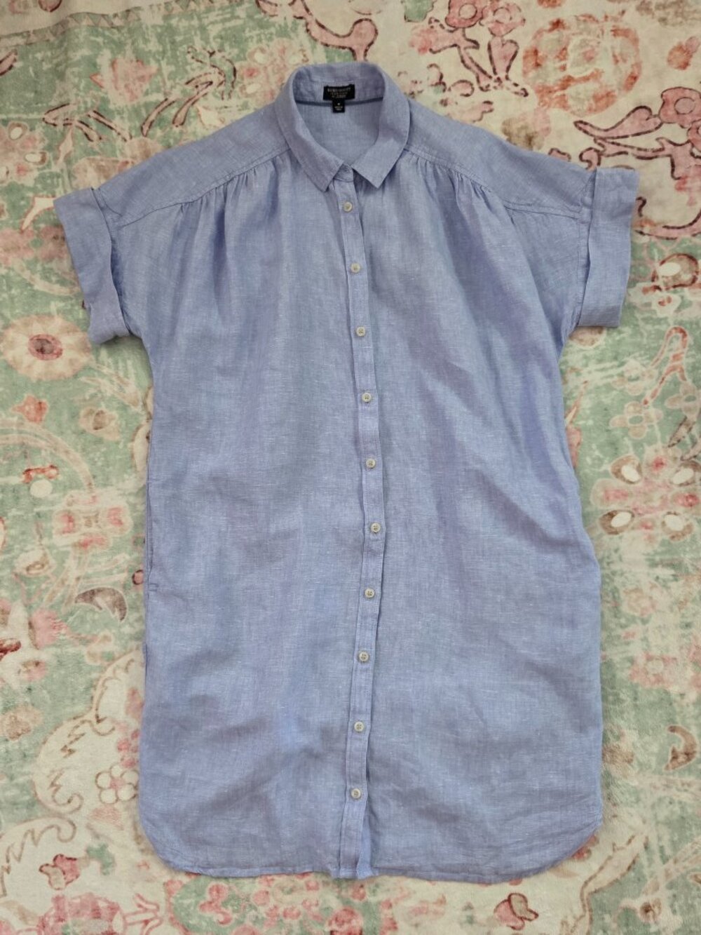 J. Crew Relaxed-fit Short-sleeve Blue Baird McNutt Irish Linen Shirtdress M - Picture 9 of 12